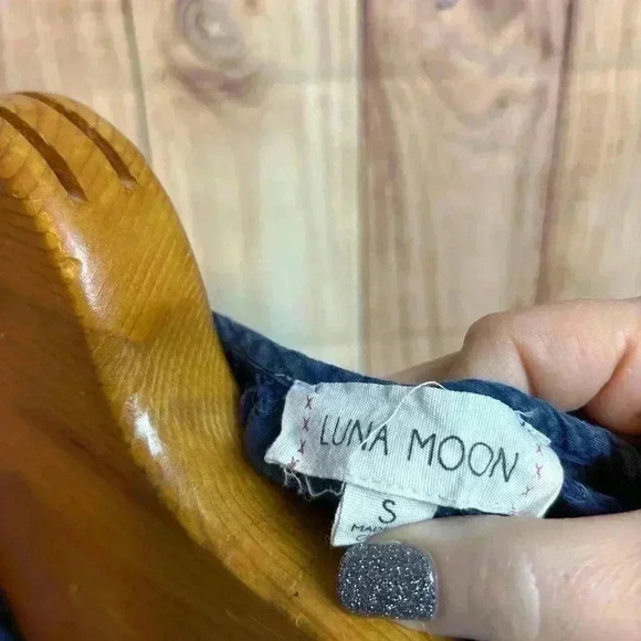 Luna Moon Embroidered Bead Tank Top Mineral Wash Size S - Picture 4 of 7